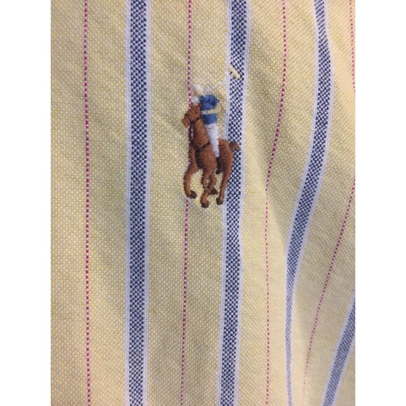 VTG RALPH LAUREN Classic FIT Button Up Shirt Sz 17.5 Large Yellow Striped Preppy - Picture 6 of 9